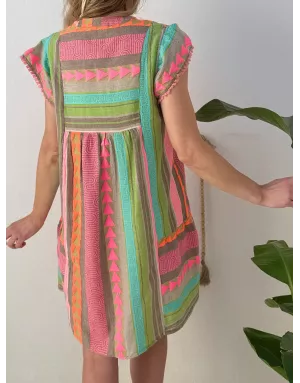 Robe large 70% coton Lili Sidonio pour Molly Bracken, coloris vif, motif ethnique -  Référence ZML108EE