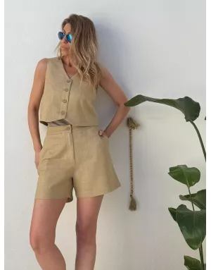 Gilet de costume en lin Lili Sidonio pour Molly Bracken, coloris beige, référence PL276EP