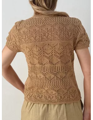 Pull ajouré en crochet Molly Bracken, coloris beige - Référence : E1732EP