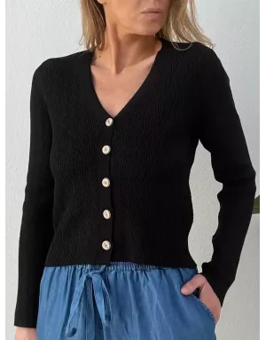 Gilet fantaisie ajouré Molly Bracken, coloris noir - Référence : E1673EP