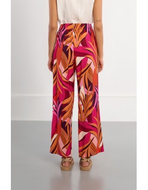 Pantalon large taille haute élastiquée Lili Sidonio by Molly Bracken, tissu texturé, multicolore -  Référence LAL326EP