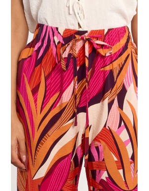 Pantalon large taille haute élastiquée Lili Sidonio by Molly Bracken, tissu texturé, multicolore -  Référence LAL326EP