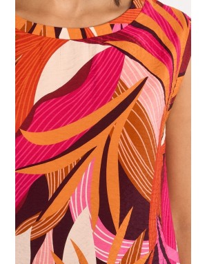 Top fluide imprimé sans manches Molly Bracken, coloris multicolore, tissu texturé - Référence : LAL641EP