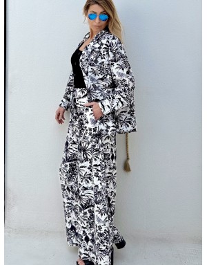 Chemise large imprimée Hawaï Lili Sidonio by Molly Bracken, coloris noir et blanc - Référence : TL493EE