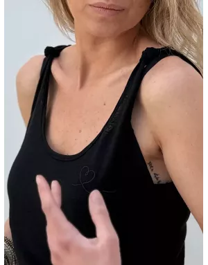 Débardeur fantaisie noeuds aux épaules, 64% coton, coloris noir - Référence : LA1286EE