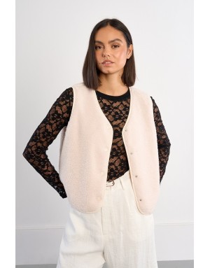Gilet mouton Lili Sidonio by Molly Bracken, coloris blanc cassé - Référence : RL742EP