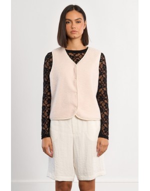 Gilet mouton Lili Sidonio by Molly Bracken, coloris blanc cassé - Référence : RL742EP