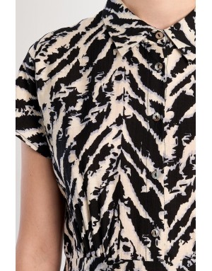 Robe chemise courte imprimée Lili Sidonio by Molly Bracken, manches courtes - Référence LAL644E