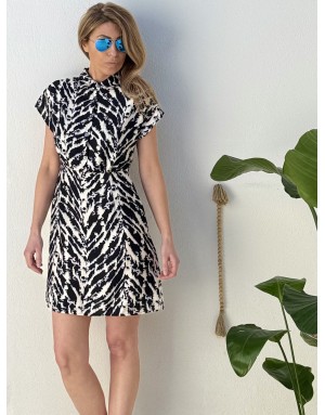 Robe chemise courte imprimée Lili Sidonio by Molly Bracken, manches courtes - Référence LAL644E