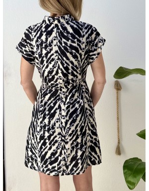 Robe chemise courte imprimée Lili Sidonio by Molly Bracken, manches courtes - Référence LAL644E