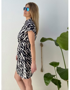 Robe chemise courte imprimée Lili Sidonio by Molly Bracken, manches courtes - Référence LAL644E