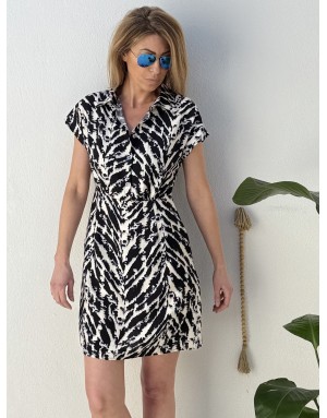 Robe chemise courte imprimée Lili Sidonio by Molly Bracken, manches courtes - Référence LAL644E