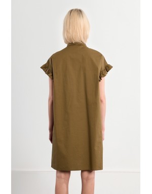 Robe chemise smockée Lili Sidonio pour Molly Bracken, 100% coton, coloris kaki -  Référence LAL154AEP