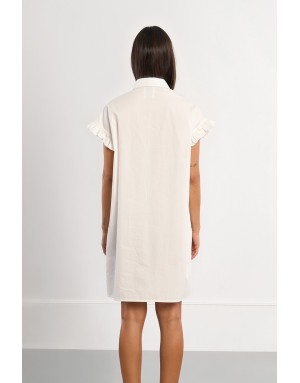Robe chemise smockée Lili Sidonio pour Molly Bracken, 100% coton, coloris blanc -  Référence LAL154AEP