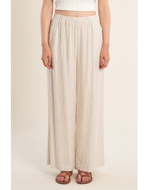 Pantalon large rayé Molly Bracken, 94%viscose , coloris beige -  Référence G961EE