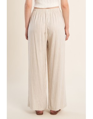 Pantalon large rayé Molly Bracken, 94%viscose , coloris beige -  Référence G961EE