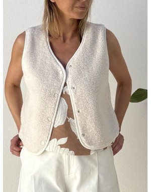 Gilet mouton Lili Sidonio by Molly Bracken, coloris blanc cassé - Référence : RL742EP