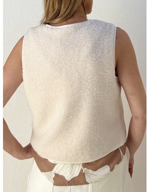 Gilet mouton Lili Sidonio by Molly Bracken, coloris blanc cassé - Référence : RL742EP