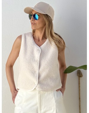 Gilet mouton Lili Sidonio by Molly Bracken, coloris blanc cassé - Référence : RL742EP