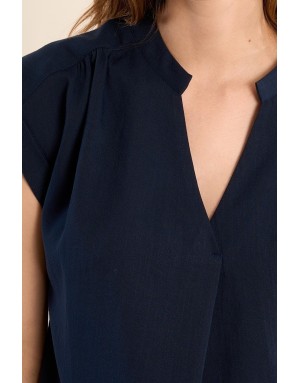 Top fluide Molly Bracken, coloris Navy, se porte en ensemble avec le pantalon G956EP - Référence : G941EP