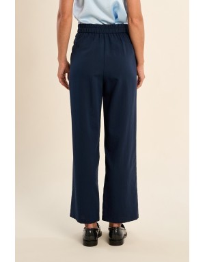 Pantalon droit taille haute, coloris Navy, se porte avec le top G941EP - Référence G982EP