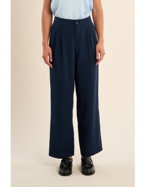 Pantalon droit taille haute, coloris Navy, se porte avec le top G941EP - Référence G982EP