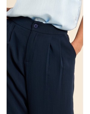 Pantalon droit taille haute, coloris Navy, se porte avec le top G941EP - Référence G982EP