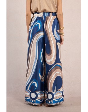 Pantalon fluide satiné Molly Bracken, en ensemble avec la chemise G957EP, imprimé graphique - Référence : G956EP