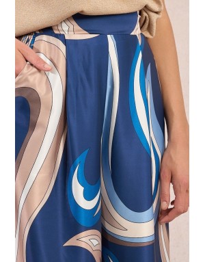 Pantalon fluide satiné Molly Bracken, en ensemble avec la chemise G957EP, imprimé graphique - Référence : G956EP