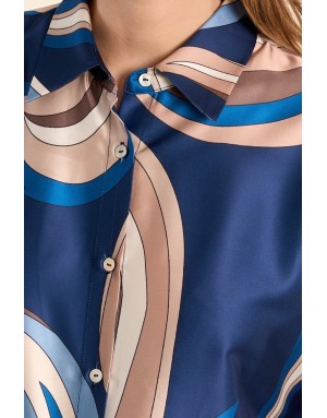 Chemise imprimée fluide satin, en ensemble avec le pantalon G956EP, beige - Référence : G957EP