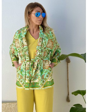 Veste Kimono Molly Bracken, lien serrage, imprimé cachemire, manches 3/4 amples -  Référence LA1680EE