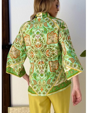 Veste Kimono Molly Bracken, lien serrage, imprimé cachemire, manches 3/4 amples -  Référence LA1680EE