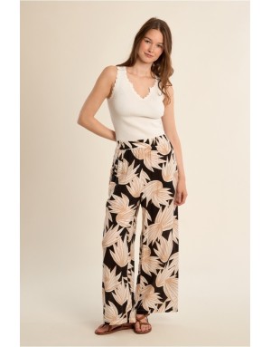Pantalon fluide léger Molly Bracken, en ensemble avec le top LA211AEP, imprimé floral - Référence : LA1881EP