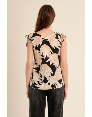 Top fluide imprimé sans manches Molly Bracken, coloris multicolore, tissu texturé - Référence : LA211AEP