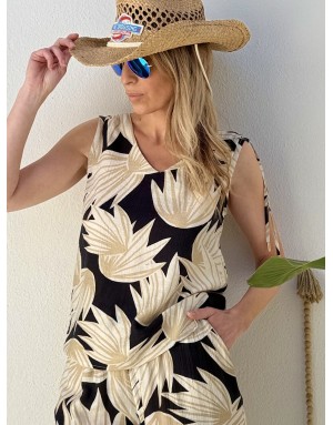 Top fluide imprimé sans manches Molly Bracken, coloris multicolore, ensemble avec le pantalon LA1881EP- Référence : LA211AEP