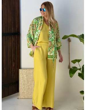 Veste Kimono Molly Bracken, lien serrage, imprimé cachemire, manches 3/4 amples -  Référence LA1680EE