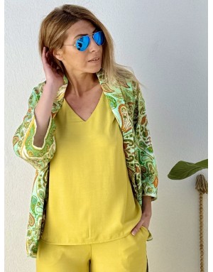 Top fluide satiné sans manches Molly Bracken, coloris anisé, ensemble avec le pantalon LA1899EP- Référence : LA211BEP