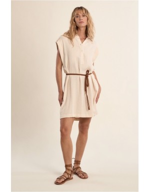 Robe courte Molly Bracken, esprit safari, fluide teinte naturelle offwhite -  Référence T2231EP