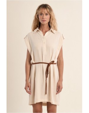 Robe courte Molly Bracken, esprit safari, fluide teinte naturelle offwhite -  Référence T2231EP