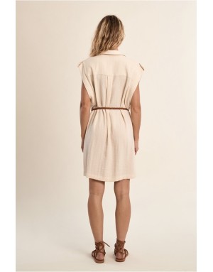 Robe courte Molly Bracken, esprit safari, fluide teinte naturelle offwhite -  Référence T2231EP