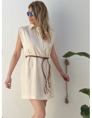 Robe courte Molly Bracken, esprit safari, fluide teinte naturelle offwhite -  Référence T2231EP