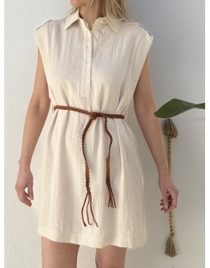 Robe courte Molly Bracken, esprit safari, fluide teinte naturelle offwhite -  Référence T2231EP