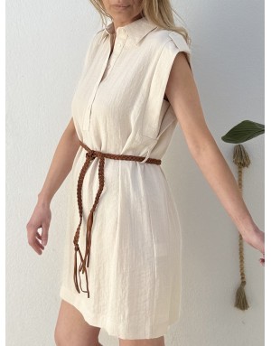 Robe courte Molly Bracken, esprit safari, fluide teinte naturelle offwhite -  Référence T2231EP