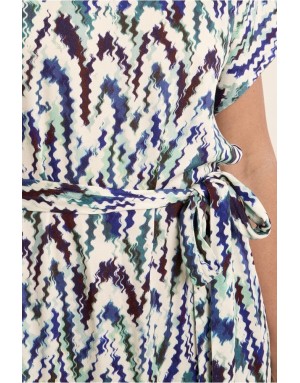 Robe fluide courte imprimée graphique Molly Bracken, manches courtes -  Référence T2200EP