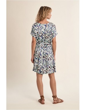Robe fluide courte imprimée graphique Molly Bracken, manches courtes -  Référence T2200EP