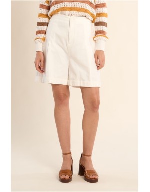 Bermuda coton pur, taille haute élastiquée Molly Bracken, coloris blanc - Référence : R1735EP