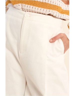 Bermuda coton pur, taille haute élastiquée Molly Bracken, coloris blanc - Référence : R1735EP