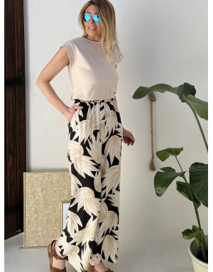 Tee-shirt basique avec détail couture Molly Bracken, coloris beige- Référence : T1783EP