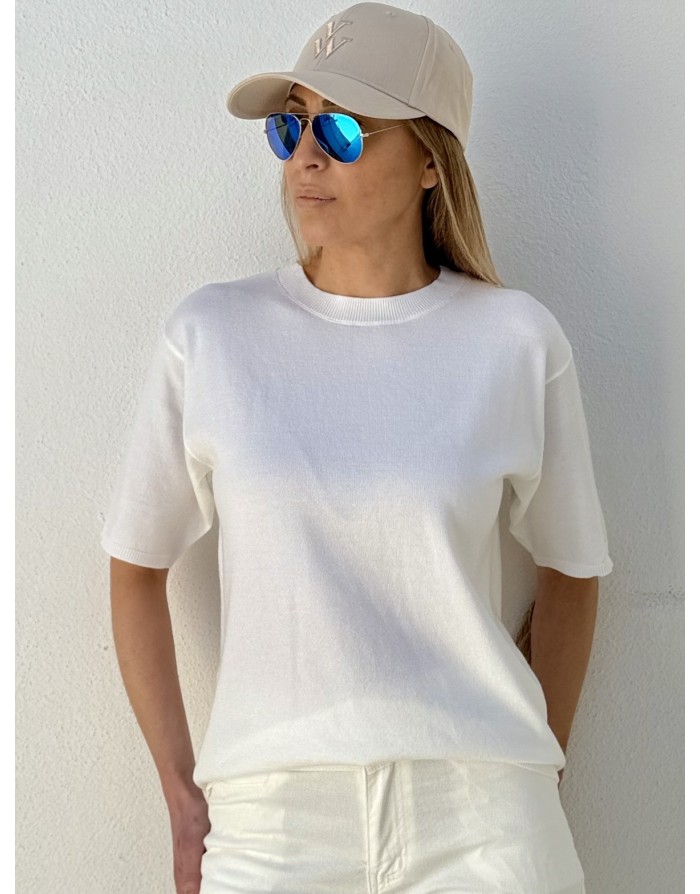 Pull léger et élégant Molly Bracken, coloris blanc cassé- Référence : LA1946EP