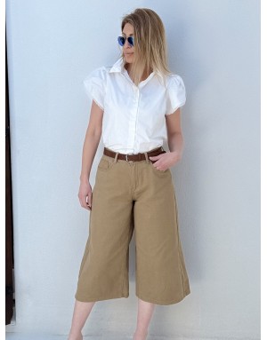 Jupe culotte denim kaki Molly Bracken, 100% coton - Référence : EF1632EP